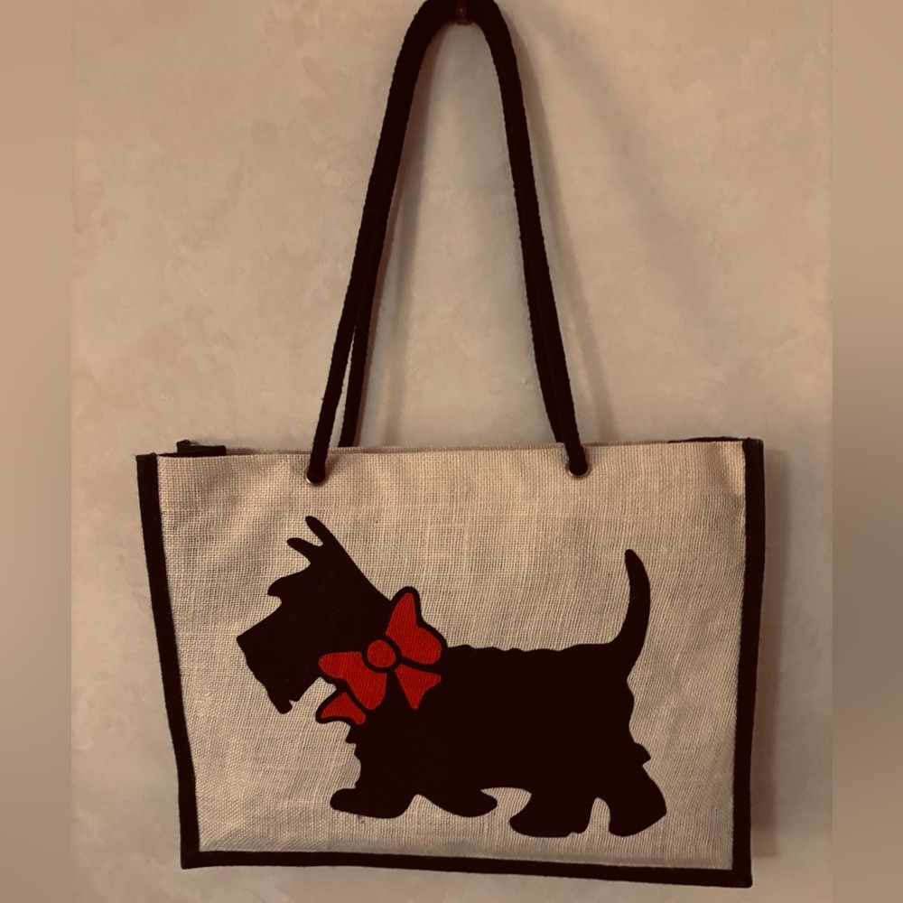 The Single Scottie Burlap Tote/Shopper Bag